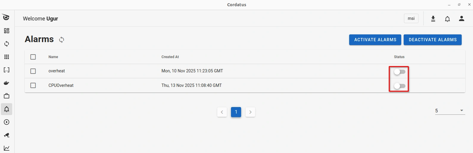 Activate Device Alarms