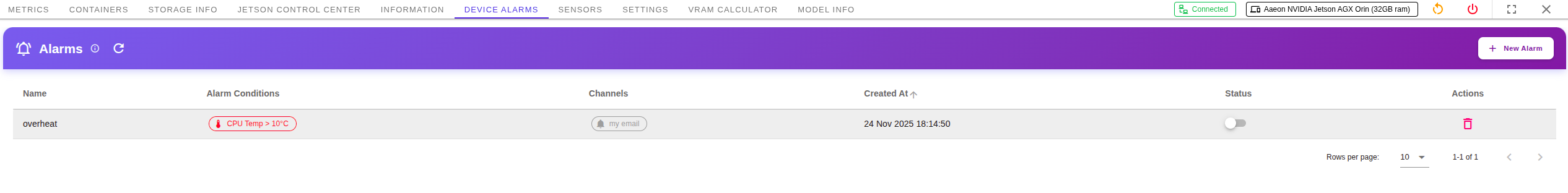Activate Device Alarms Web