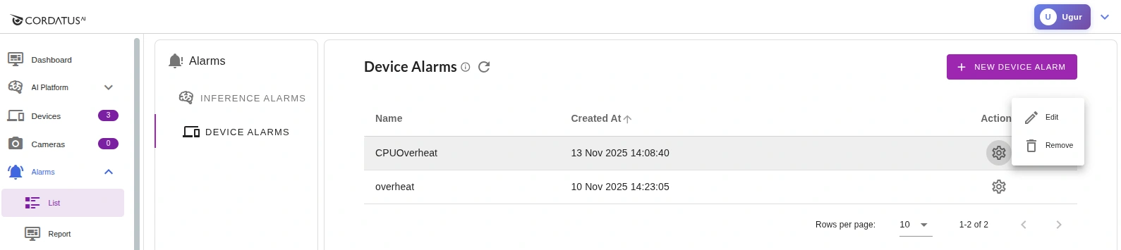 Deleting Device Alarms