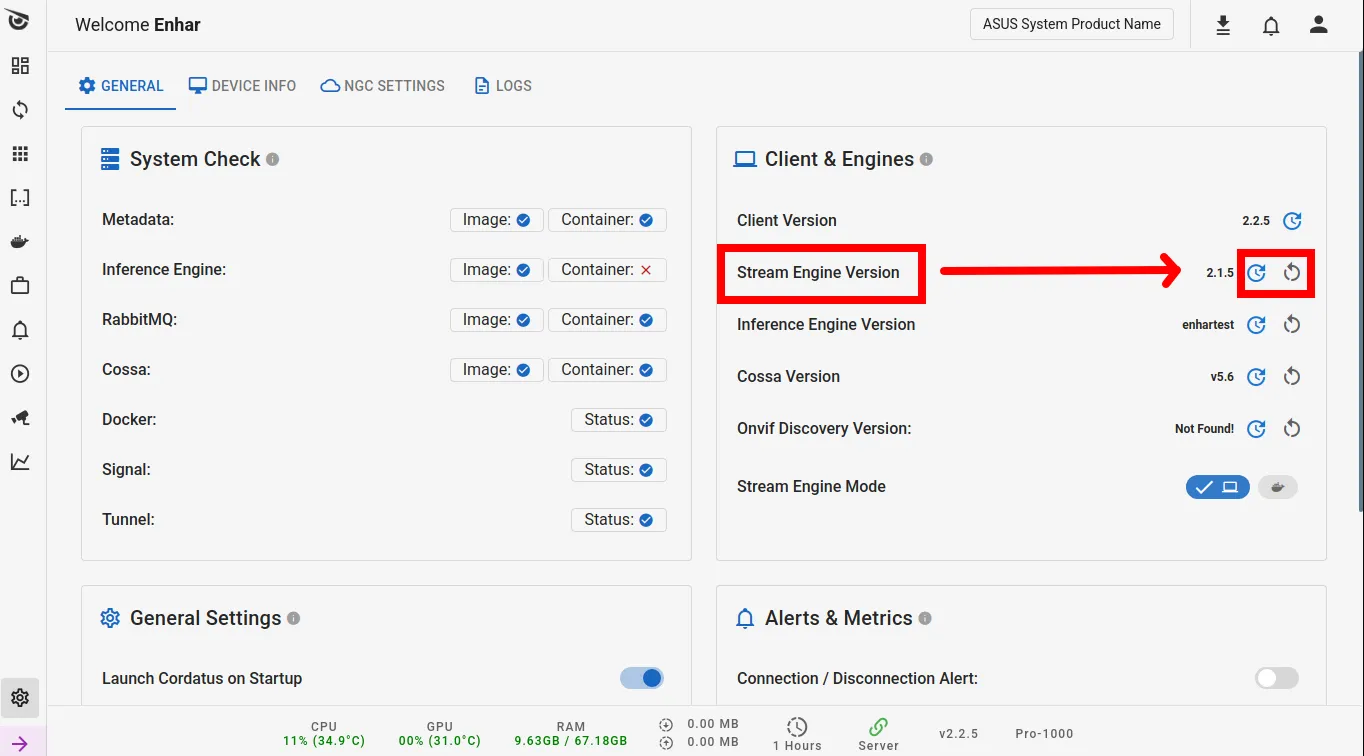 Restart &amp; update stream engine