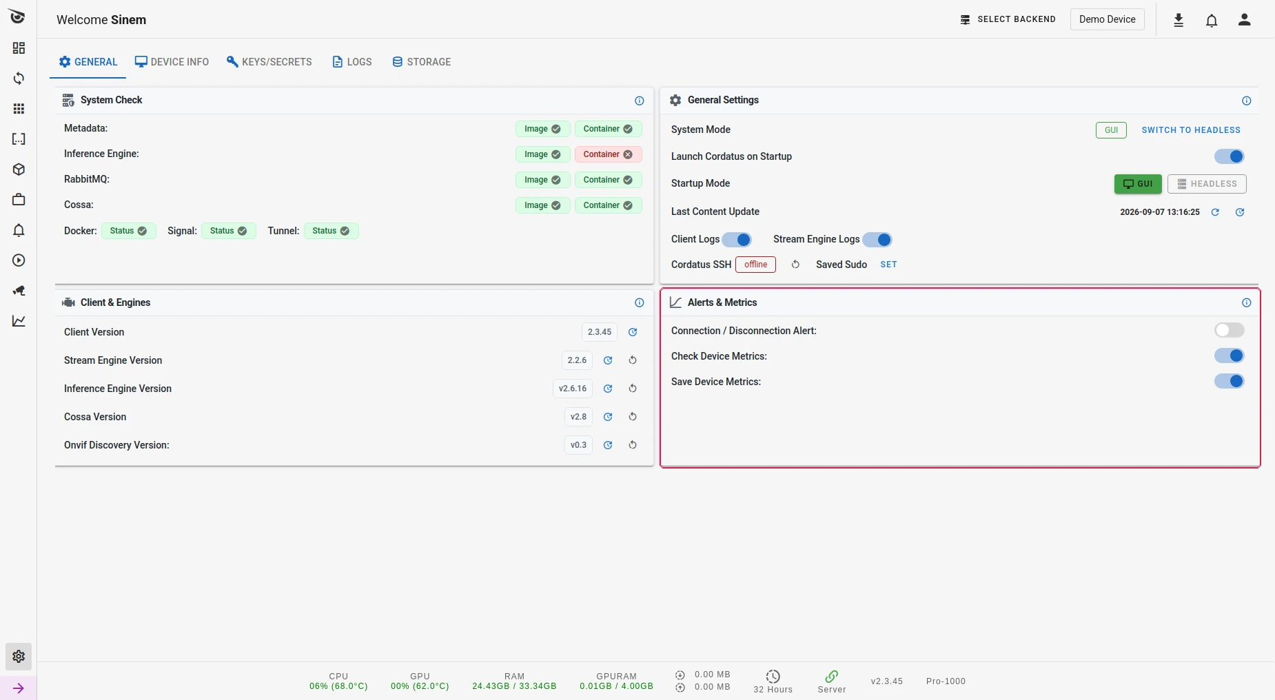 Metrics in-/uitschakelen in de Client