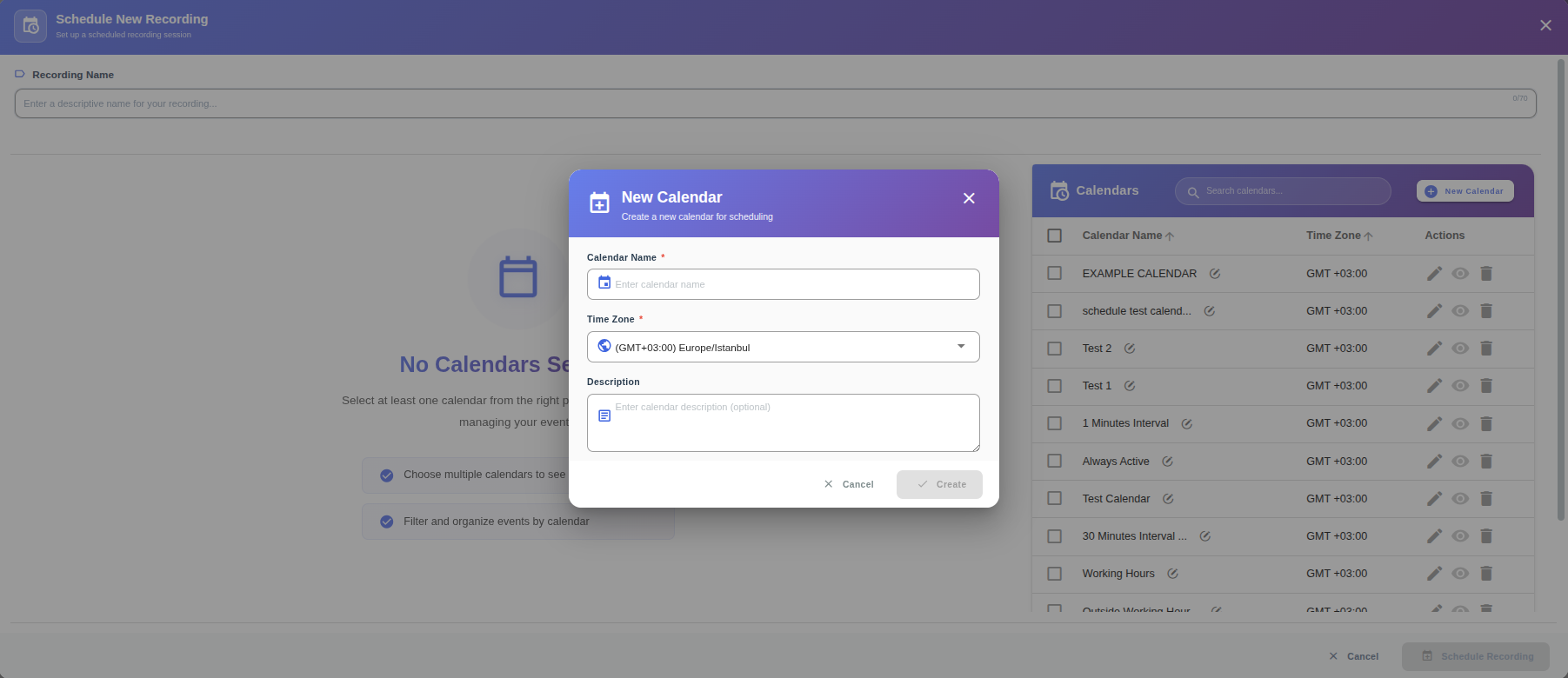 Create calendar