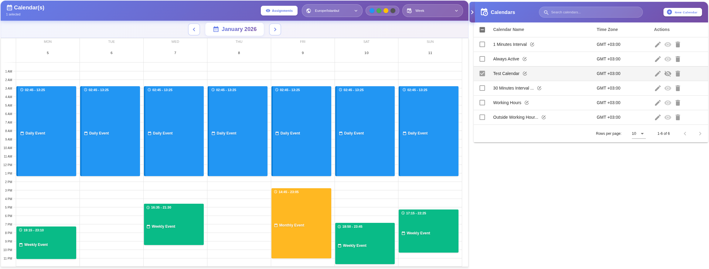 Example Calendars