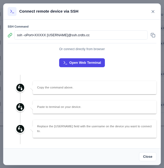 Connect via SSH